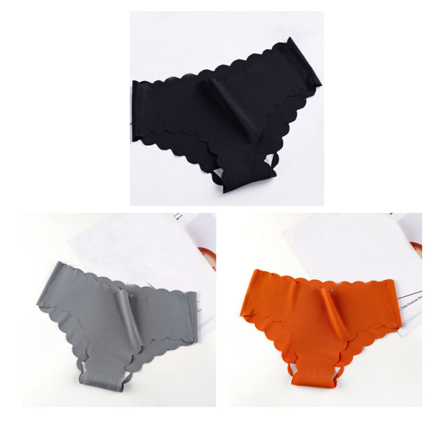 Nwboo 3pcs/Lot Ruffle Ice Silk Panties For Women Girls Shorts Pack Seamless Lingere Satin Smooth Underwear Lady Set