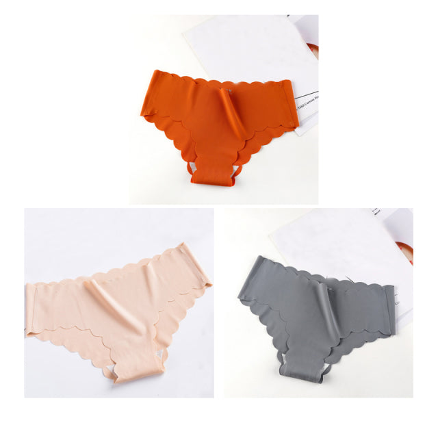 Nwboo 3pcs/Lot Ruffle Ice Silk Panties For Women Girls Shorts Pack Seamless Lingere Satin Smooth Underwear Lady Set