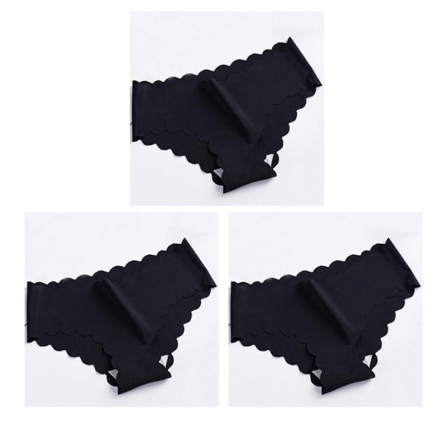 Nwboo 3pcs/Lot Ruffle Ice Silk Panties For Women Girls Shorts Pack Seamless Lingere Satin Smooth Underwear Lady Set