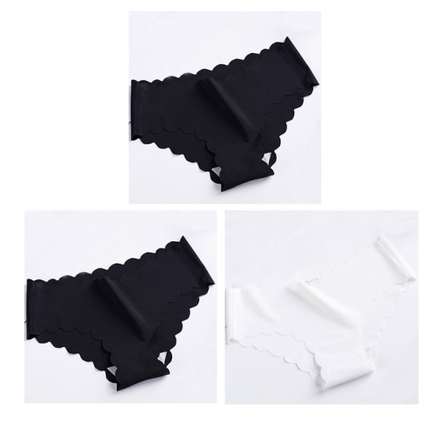 Nwboo 3pcs/Lot Ruffle Ice Silk Panties For Women Girls Shorts Pack Seamless Lingere Satin Smooth Underwear Lady Set