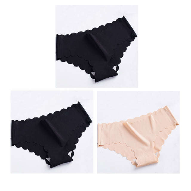 Nwboo 3pcs/Lot Ruffle Ice Silk Panties For Women Girls Shorts Pack Seamless Lingere Satin Smooth Underwear Lady Set