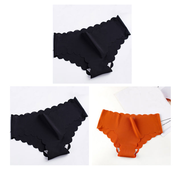 Nwboo 3pcs/Lot Ruffle Ice Silk Panties For Women Girls Shorts Pack Seamless Lingere Satin Smooth Underwear Lady Set