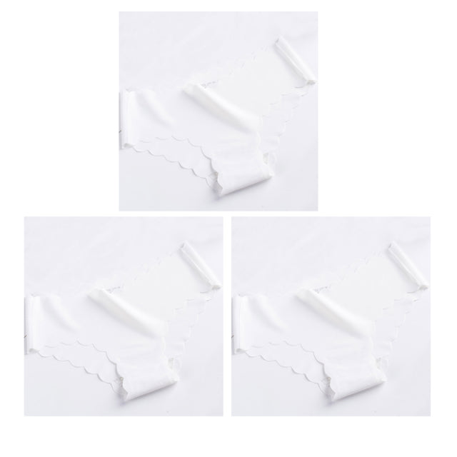 Nwboo 3pcs/Lot Ruffle Ice Silk Panties For Women Girls Shorts Pack Seamless Lingere Satin Smooth Underwear Lady Set
