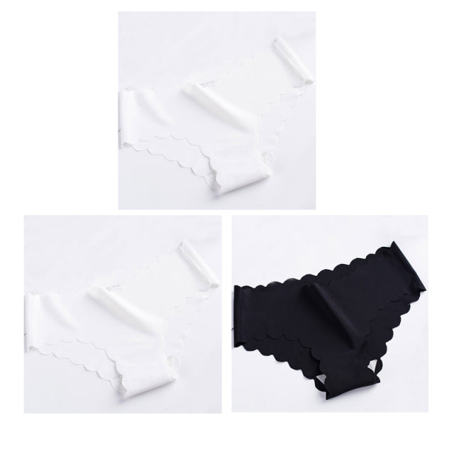 Nwboo 3pcs/Lot Ruffle Ice Silk Panties For Women Girls Shorts Pack Seamless Lingere Satin Smooth Underwear Lady Set