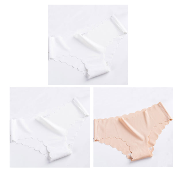 Nwboo 3pcs/Lot Ruffle Ice Silk Panties For Women Girls Shorts Pack Seamless Lingere Satin Smooth Underwear Lady Set