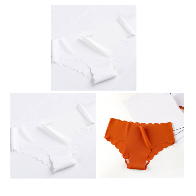 Nwboo 3pcs/Lot Ruffle Ice Silk Panties For Women Girls Shorts Pack Seamless Lingere Satin Smooth Underwear Lady Set