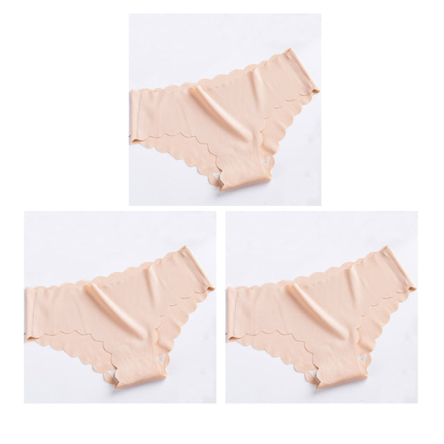 Nwboo 3pcs/Lot Ruffle Ice Silk Panties For Women Girls Shorts Pack Seamless Lingere Satin Smooth Underwear Lady Set