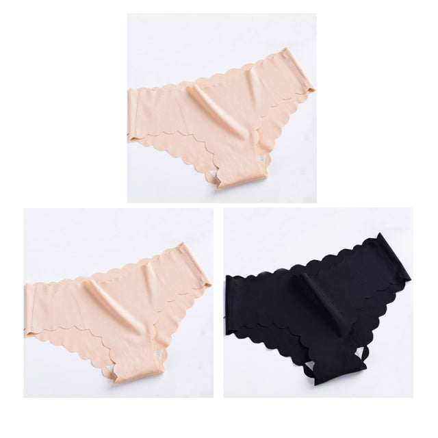 Nwboo 3pcs/Lot Ruffle Ice Silk Panties For Women Girls Shorts Pack Seamless Lingere Satin Smooth Underwear Lady Set