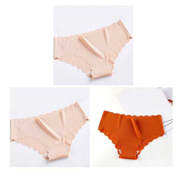 Nwboo 3pcs/Lot Ruffle Ice Silk Panties For Women Girls Shorts Pack Seamless Lingere Satin Smooth Underwear Lady Set