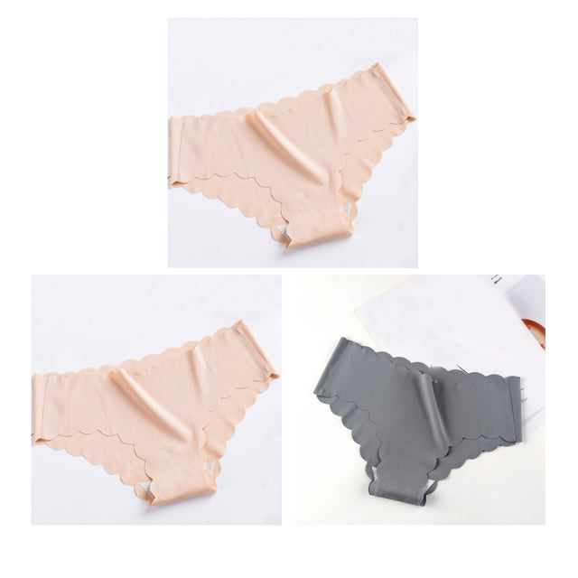 Nwboo 3pcs/Lot Ruffle Ice Silk Panties For Women Girls Shorts Pack Seamless Lingere Satin Smooth Underwear Lady Set
