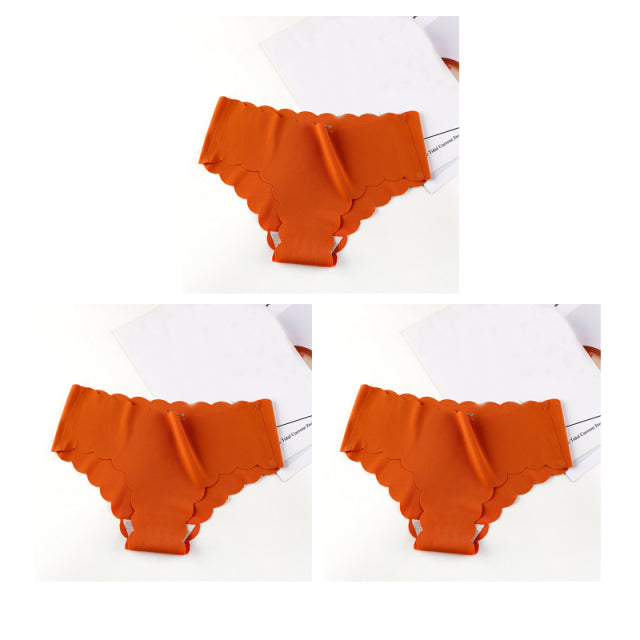 Nwboo 3pcs/Lot Ruffle Ice Silk Panties For Women Girls Shorts Pack Seamless Lingere Satin Smooth Underwear Lady Set
