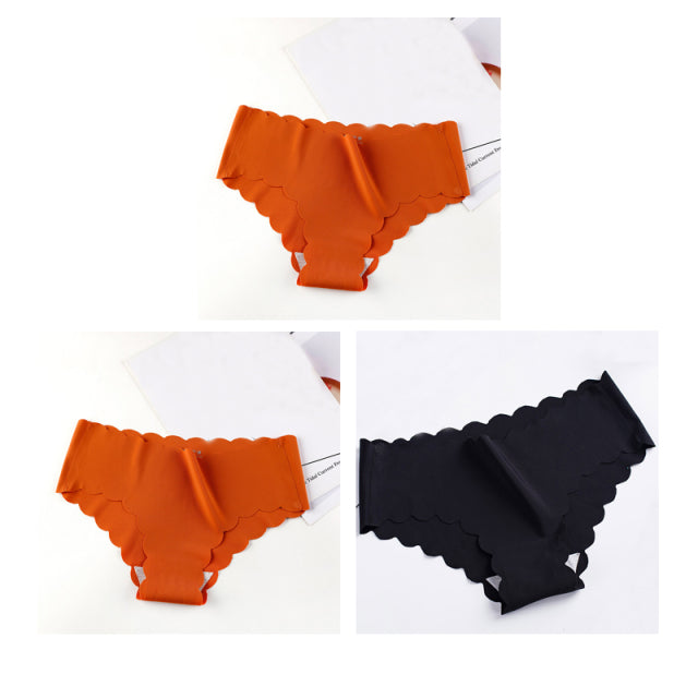 Nwboo 3pcs/Lot Ruffle Ice Silk Panties For Women Girls Shorts Pack Seamless Lingere Satin Smooth Underwear Lady Set