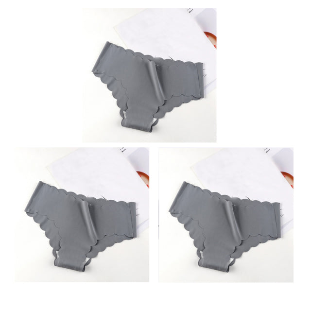Nwboo 3pcs/Lot Ruffle Ice Silk Panties For Women Girls Shorts Pack Seamless Lingere Satin Smooth Underwear Lady Set