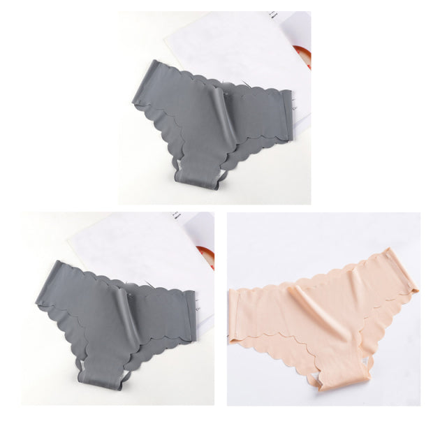 Nwboo 3pcs/Lot Ruffle Ice Silk Panties For Women Girls Shorts Pack Seamless Lingere Satin Smooth Underwear Lady Set