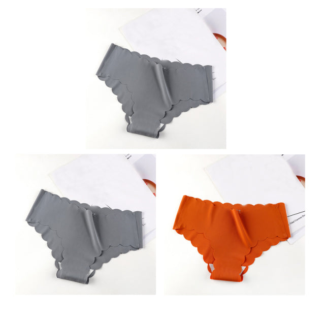 Nwboo 3pcs/Lot Ruffle Ice Silk Panties For Women Girls Shorts Pack Seamless Lingere Satin Smooth Underwear Lady Set