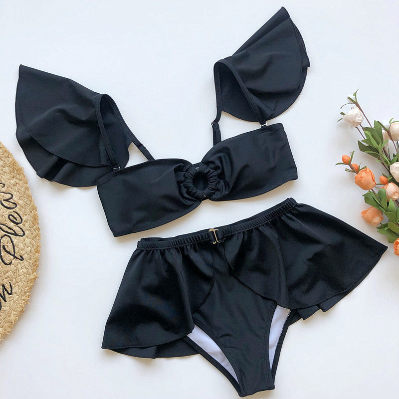 Sexy High Waist Bikini Swimwear Women Print Swimsuit Push Up Ruffle Bikinis Set Women Bandage Bathing Suit Summer Beachwear