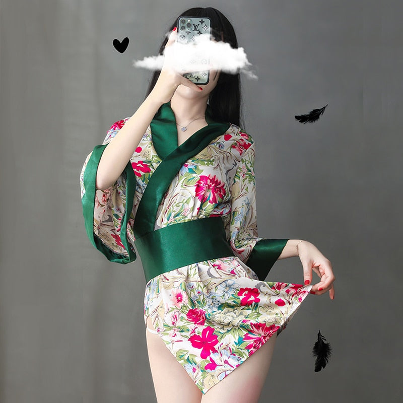 Japanese Sexy Women Cute Kawaii Cow Cosplay Lingerie Roleplay Kimono Robe Maid Dress Print Stripper Outfit Naughty Sex Clothes