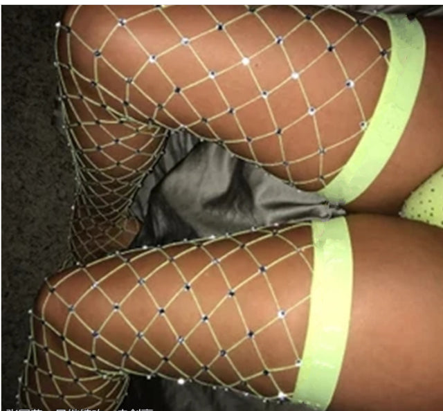 Sexy Women Fishnet Stockings Tights Crystal Rhinestone Lady Nylon Stockings Shiny Pantyhose Sexy Stocking
