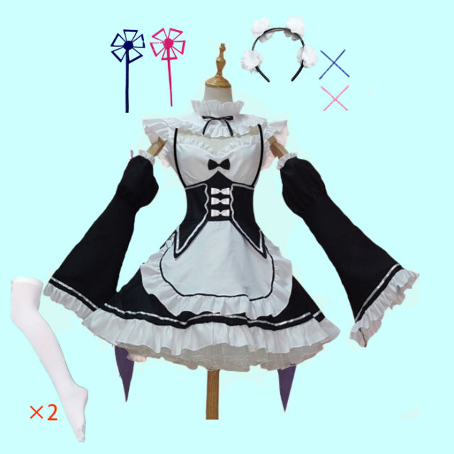 Rem Ram Maid Cosplay Costumes Re:Zero kara Hajimeru Isekai Seikatsu Kawaii cos dresses Re Life In a Different World Anime Maid