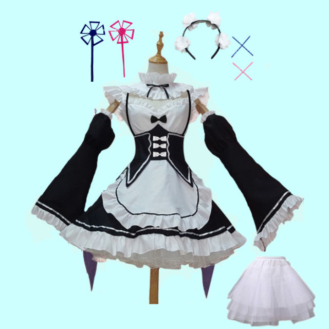 Rem Ram Maid Cosplay Costumes Re:Zero kara Hajimeru Isekai Seikatsu Kawaii cos dresses Re Life In a Different World Anime Maid