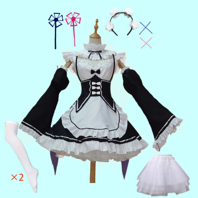 Rem Ram Maid Cosplay Costumes Re:Zero kara Hajimeru Isekai Seikatsu Kawaii cos dresses Re Life In a Different World Anime Maid