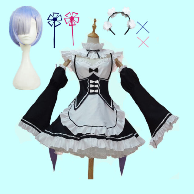 Rem Ram Maid Cosplay Costumes Re:Zero kara Hajimeru Isekai Seikatsu Kawaii cos dresses Re Life In a Different World Anime Maid