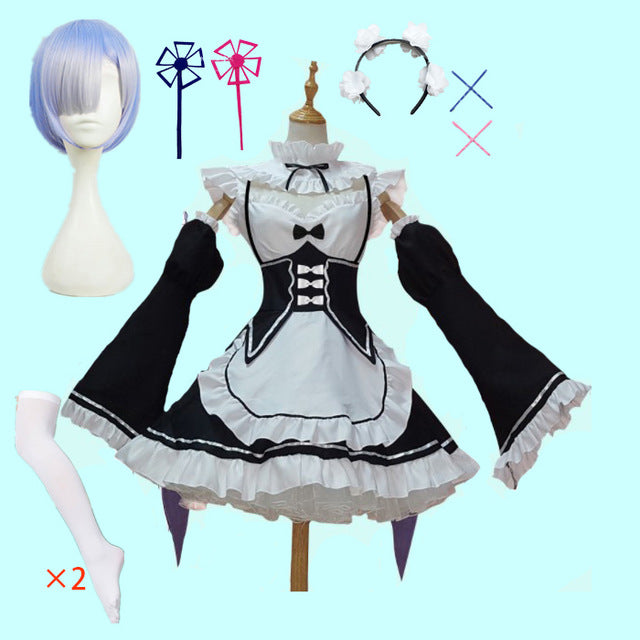 Rem Ram Maid Cosplay Costumes Re:Zero kara Hajimeru Isekai Seikatsu Kawaii cos dresses Re Life In a Different World Anime Maid