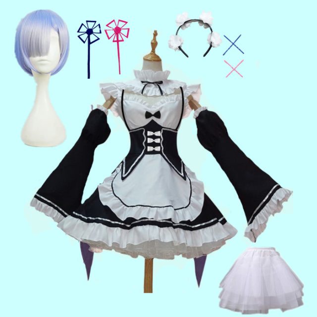 Rem Ram Maid Cosplay Costumes Re:Zero kara Hajimeru Isekai Seikatsu Kawaii cos dresses Re Life In a Different World Anime Maid