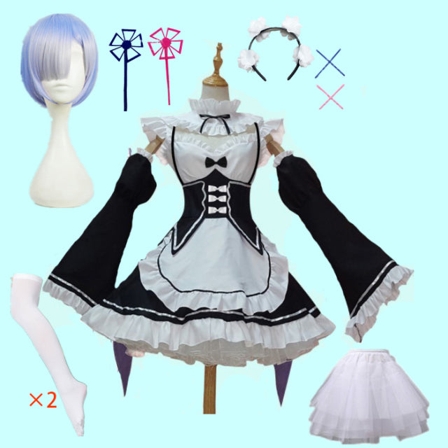 Rem Ram Maid Cosplay Costumes Re:Zero kara Hajimeru Isekai Seikatsu Kawaii cos dresses Re Life In a Different World Anime Maid