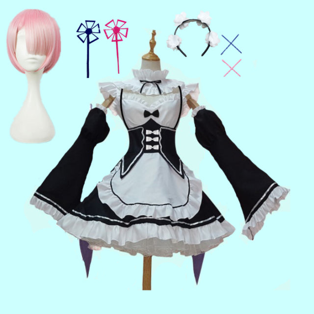 Rem Ram Maid Cosplay Costumes Re:Zero kara Hajimeru Isekai Seikatsu Kawaii cos dresses Re Life In a Different World Anime Maid