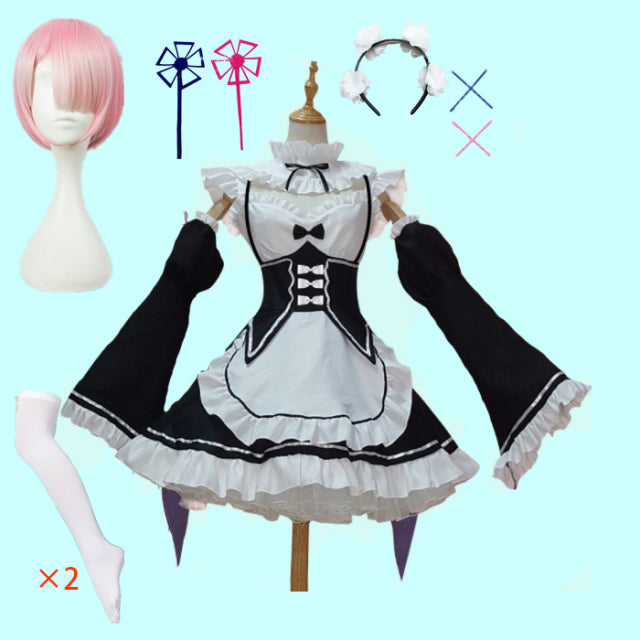 Rem Ram Maid Cosplay Costumes Re:Zero kara Hajimeru Isekai Seikatsu Kawaii cos dresses Re Life In a Different World Anime Maid
