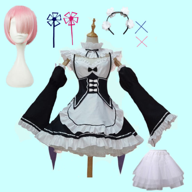 Rem Ram Maid Cosplay Costumes Re:Zero kara Hajimeru Isekai Seikatsu Kawaii cos dresses Re Life In a Different World Anime Maid