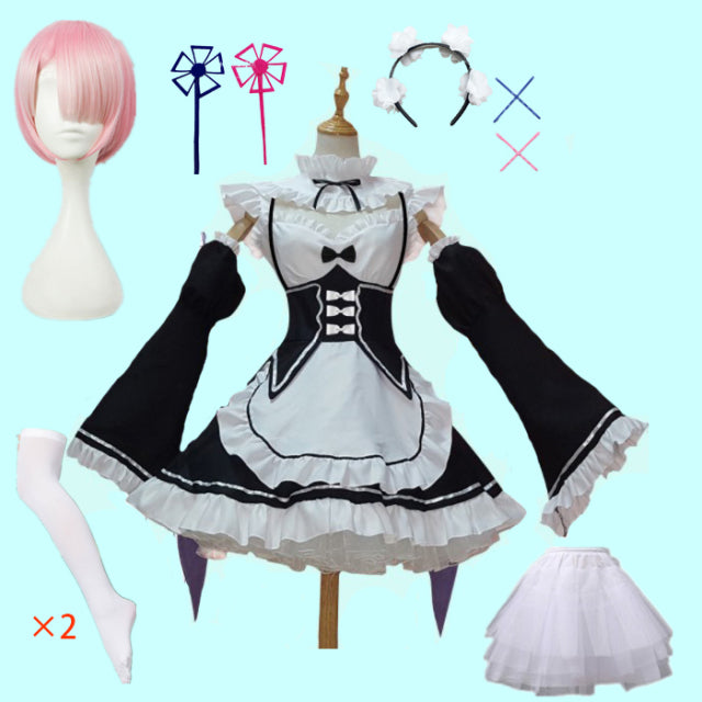 Rem Ram Maid Cosplay Costumes Re:Zero kara Hajimeru Isekai Seikatsu Kawaii cos dresses Re Life In a Different World Anime Maid