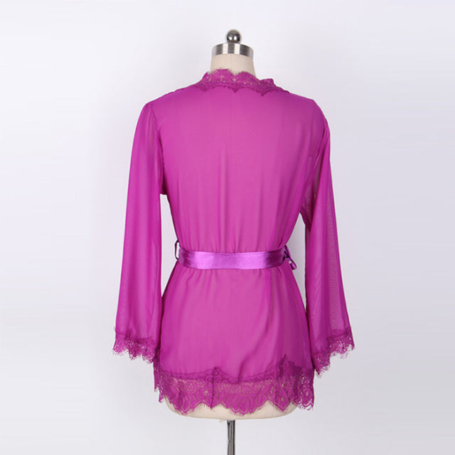 Nightwear Plus Size Black Lace Nightgown Sleepwear Temptation Dress G-String Sexy Lingerie