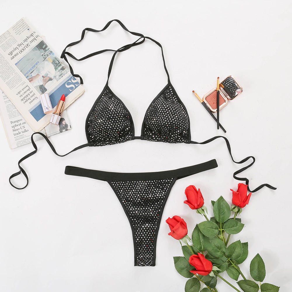 Plus Size Sexy Lingerie Set Sequined Bikini Shining Wireless Bra Women Panty Wholesale Bralette