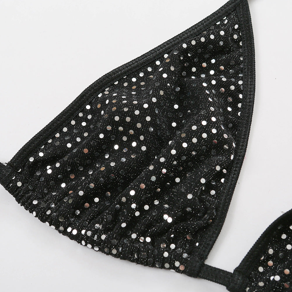Plus Size Sexy Lingerie Set Sequined Bikini Shining Wireless Bra Women Panty Wholesale Bralette