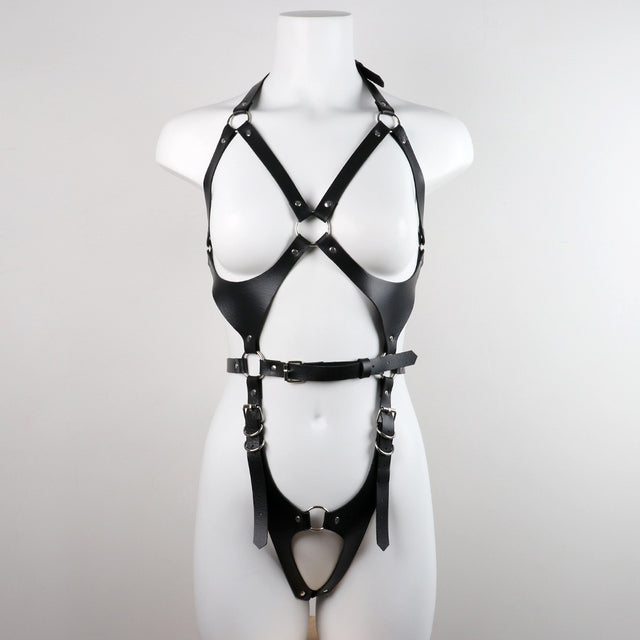 UYEE Sexy Full Body Harness Belt Bondage Lingerie Women Punk PU Leather Harness Bra Chest Straps Suspenders Slim Belts Summer