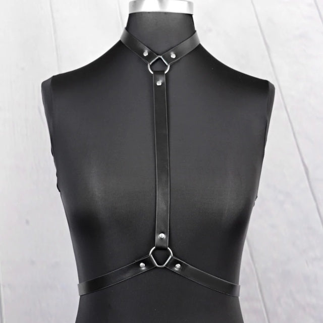 GAMPORL Leather Chest Harness Women BDSM Lingerie Harness Body Bondage Erotic Sexy Suspender Bra Cage Waist Wide Strap Fetish