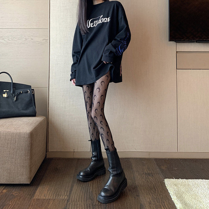 Anime Moon Silk Stockings Cosplay Sexy Fishnet Tights Fashion Black White Lolita Socks