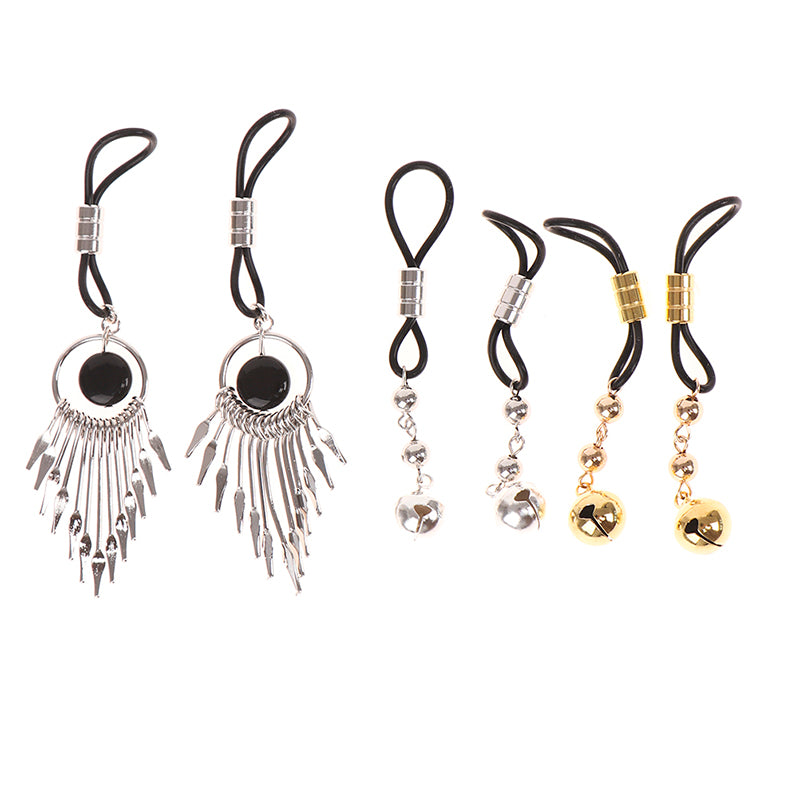 Gold Sliver Bells Torture Play Clamps Metal Nipple Clips Breast BDSM Bondage Restraint Fetish Slave Flirting Sex Toy For Women
