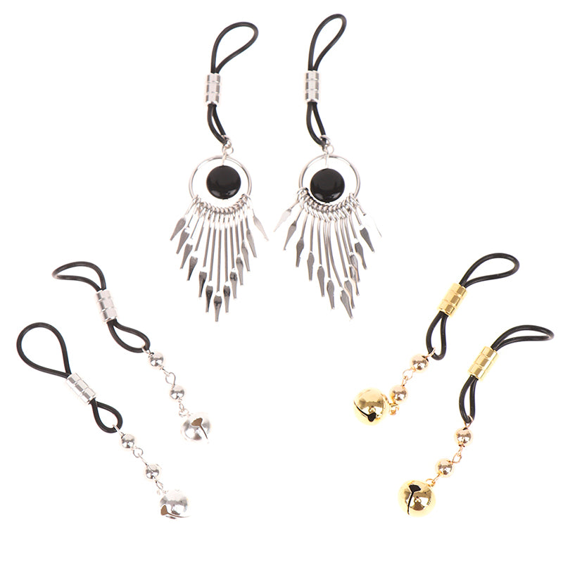 Gold Sliver Bells Torture Play Clamps Metal Nipple Clips Breast BDSM Bondage Restraint Fetish Slave Flirting Sex Toy For Women