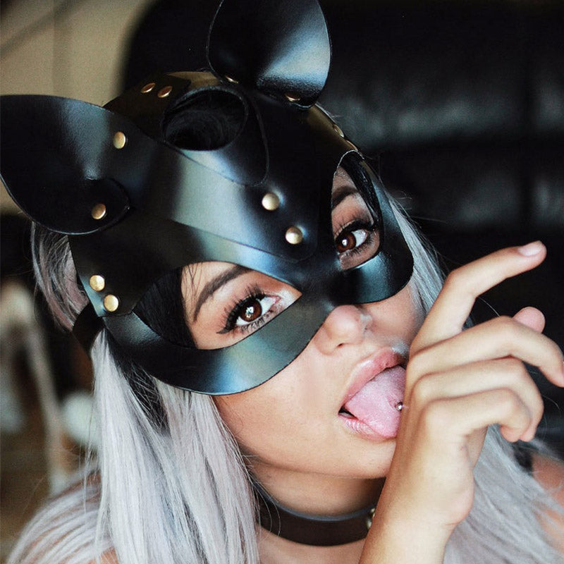 Women Sexy Leather Mask Half face Fancy Masks sex toys  Halloween cat mask Punk party game Cosplay masks erotic Accessories