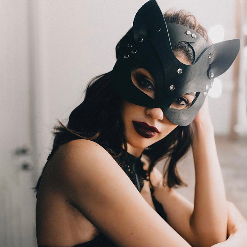 Women Sexy Leather Mask Half face Fancy Masks sex toys  Halloween cat mask Punk party game Cosplay masks erotic Accessories