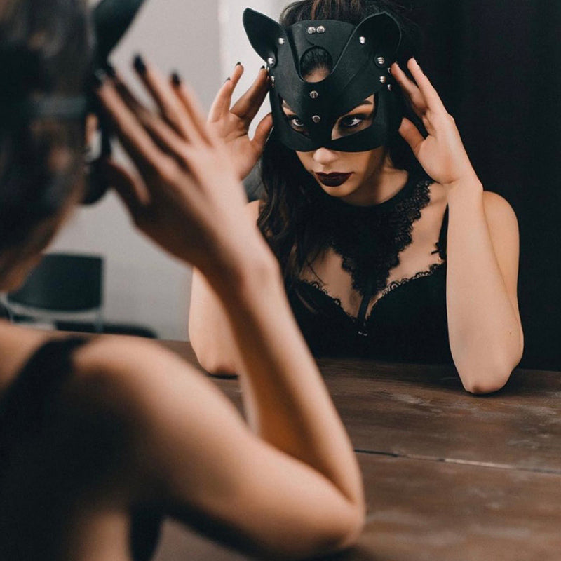 Women Sexy Leather Mask Half face Fancy Masks sex toys  Halloween cat mask Punk party game Cosplay masks erotic Accessories