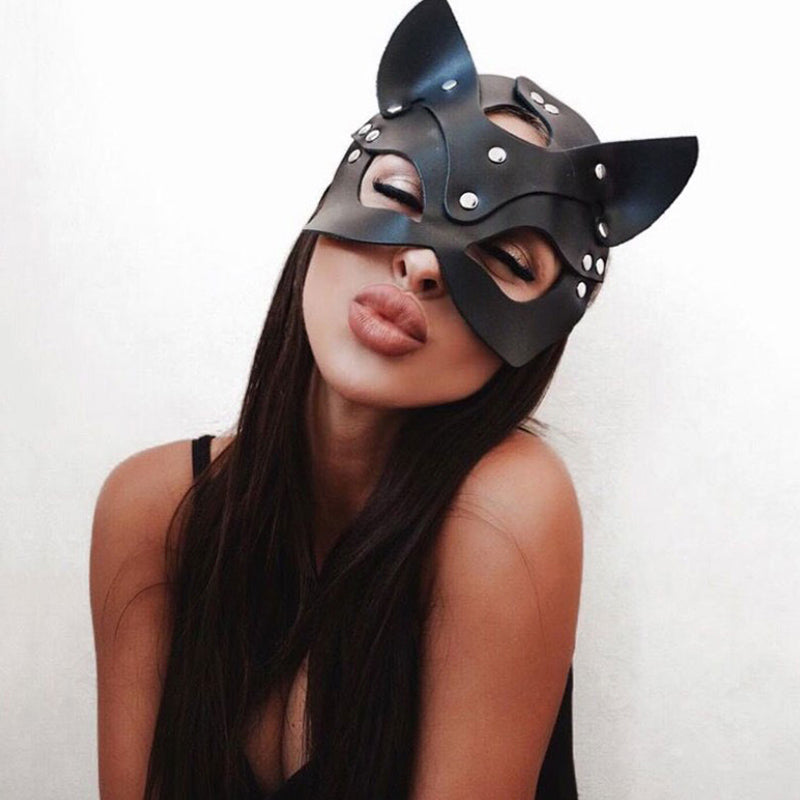 Women Sexy Leather Mask Half face Fancy Masks sex toys  Halloween cat mask Punk party game Cosplay masks erotic Accessories