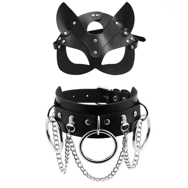 Women Sexy Leather Mask Half face Fancy Masks sex toys  Halloween cat mask Punk party game Cosplay masks erotic Accessories