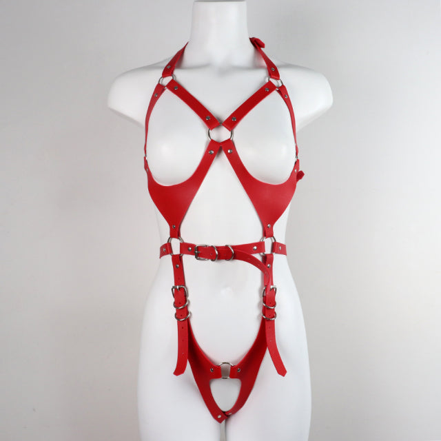 UYEE Sexy Full Body Harness Belt Bondage Lingerie Women Punk PU Leather Harness Bra Chest Straps Suspenders Slim Belts Summer