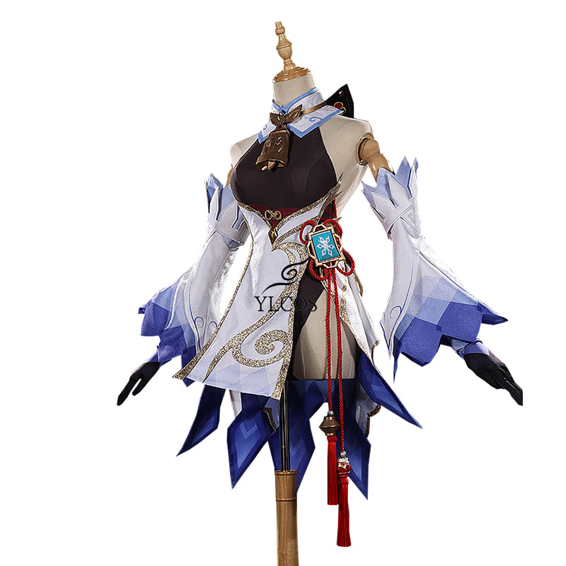 Game Genshin Impact Costume Ganyu Cosplay Wig Shoes Halloween Party Dress For Women Girls Full Set