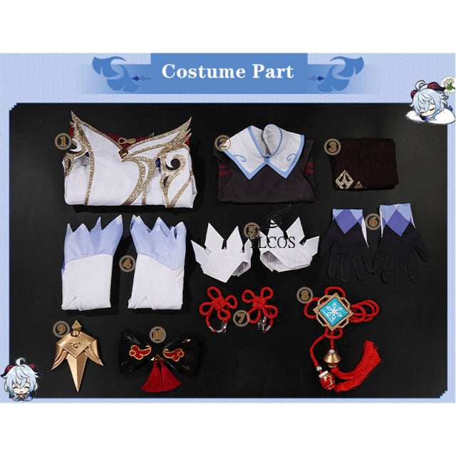 Game Genshin Impact Costume Ganyu Cosplay Wig Shoes Halloween Party Dress For Women Girls Full Set