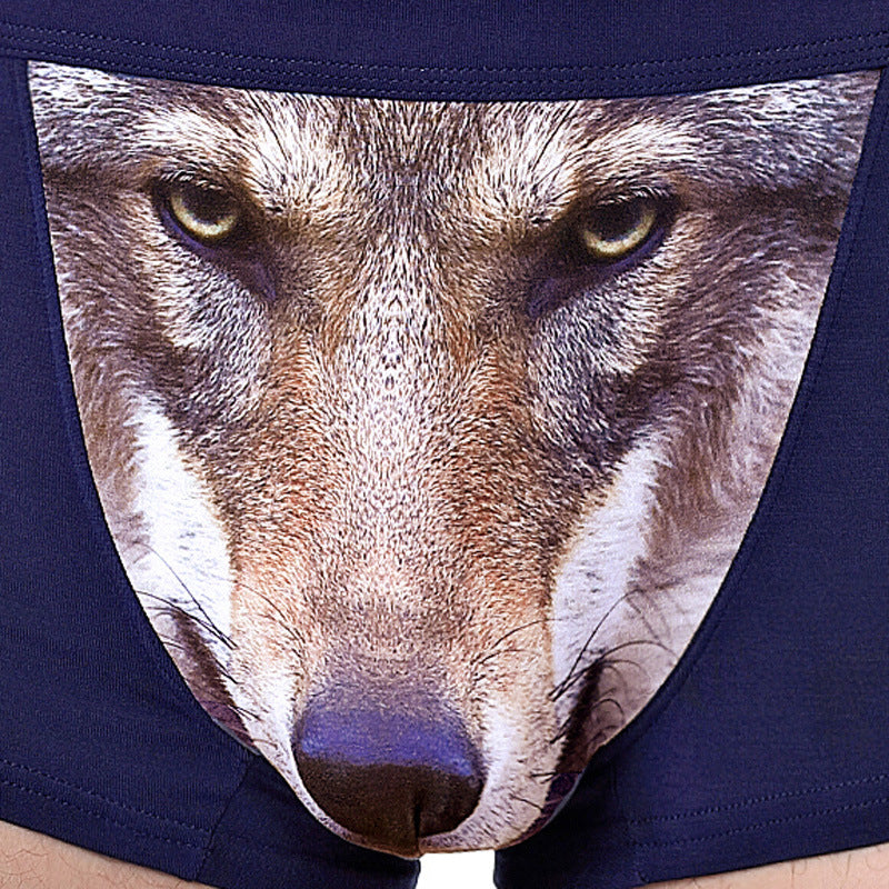 Panties Wolf Funny Underwear Men Modal Breathable Boxer Shorts Man Brand U Pouch Scrotum Underwear Cartoon Underpants Male